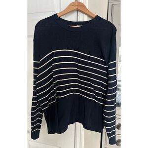 Nili Lotan X Target Women's 2X Navy White Striped Cashmere Blend Sweater